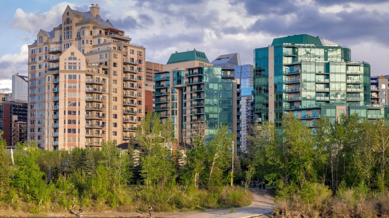 Apartment buildings along the Bow River in Calgary.