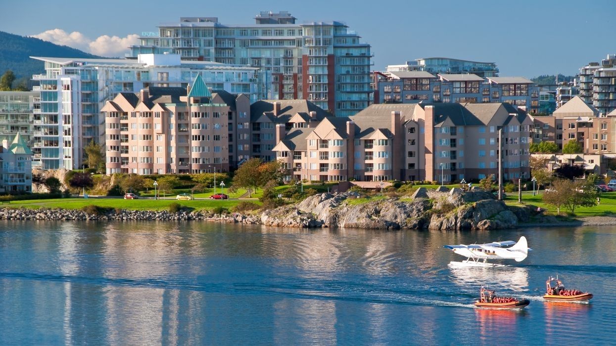Apartment buildings along the water in Victoria.