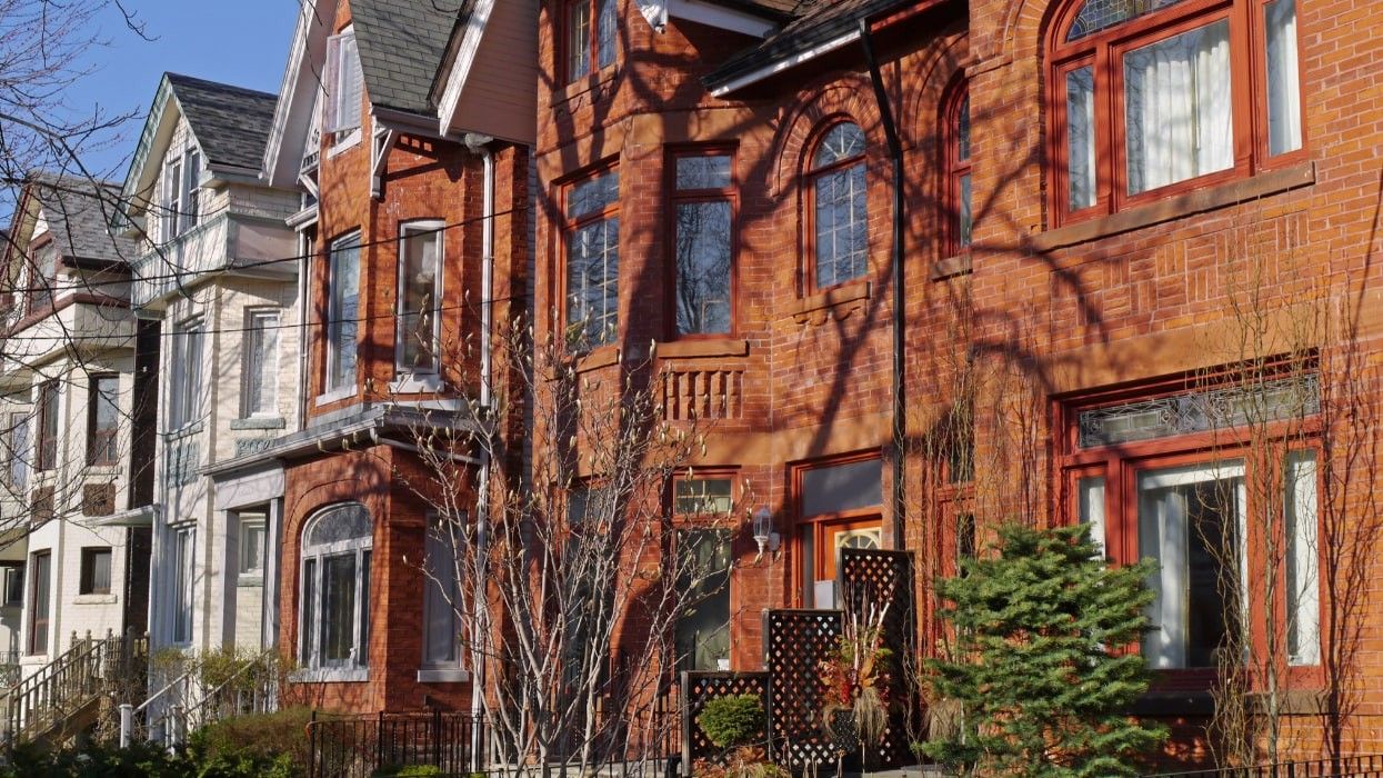 Brick row houses in Toronto.