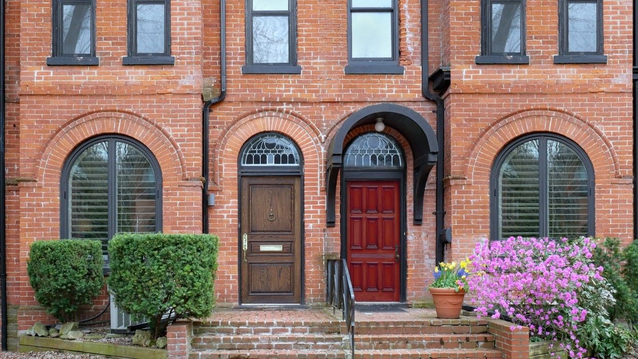 Brick semi-detached homes in Toronto.