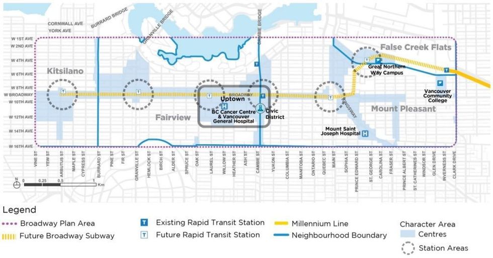 Broadway Plan - Centres and Station Areas Map