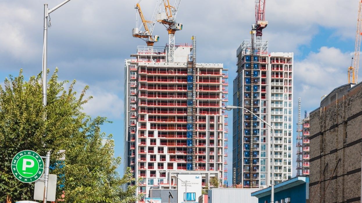 Buildings under construction in Toronto's Mirvish Village neighbourhood.