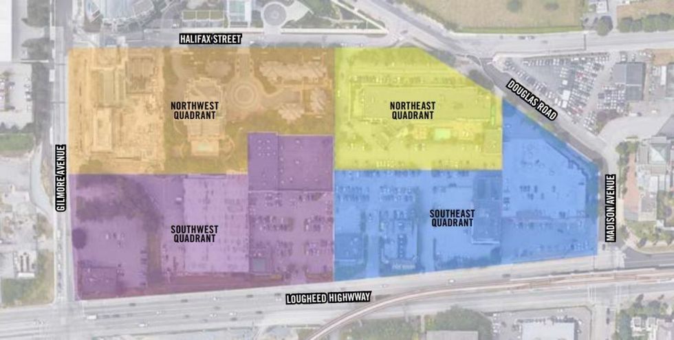 Burnaby Buchanan West Master Plan Site Quadrants