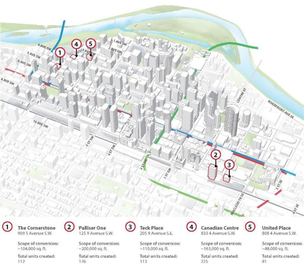 Calgary office conversion project map