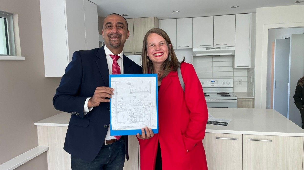 Christine Boyle (right) is replacing Ravi Kahlon (left) as Minister of Housing and Municipal Affairs.