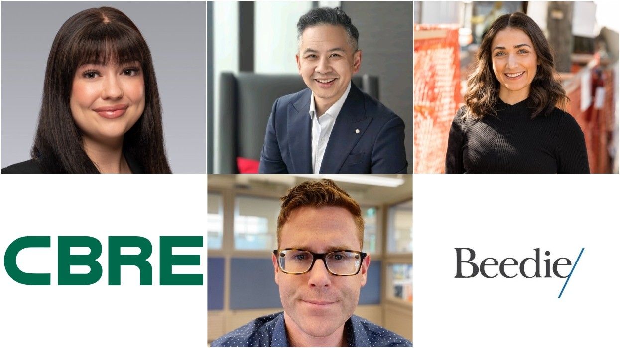 Clockwise from top centre: Gabriel Chung, Jelisa Mayes, Beedie, Ryan Gilmore, CBRE, Claudia Pooley.
