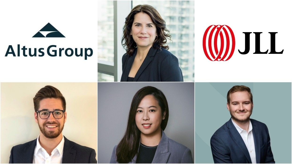 Clockwise from top centre: Jamie Read, JLL, Nicholas Ludwig, Charmaine Liang, Evan French, and Altus Group