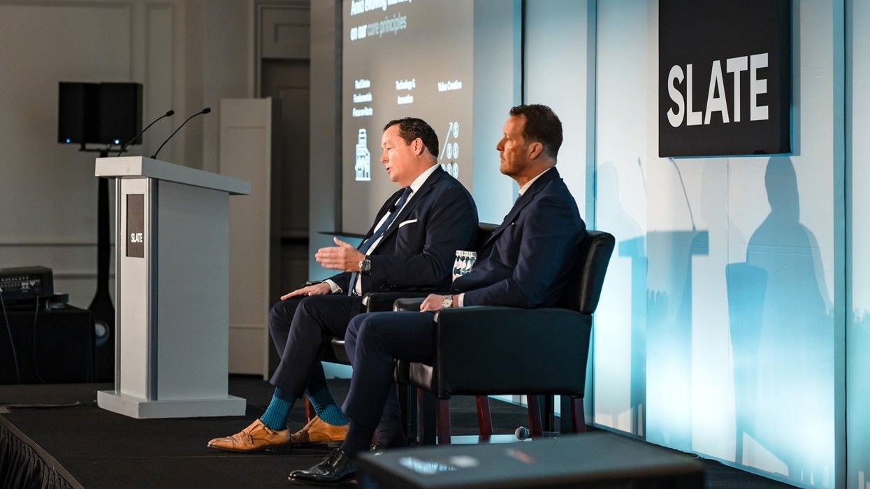 Co-Founders Blair Welch speaking while sitting next to Brady Welch.