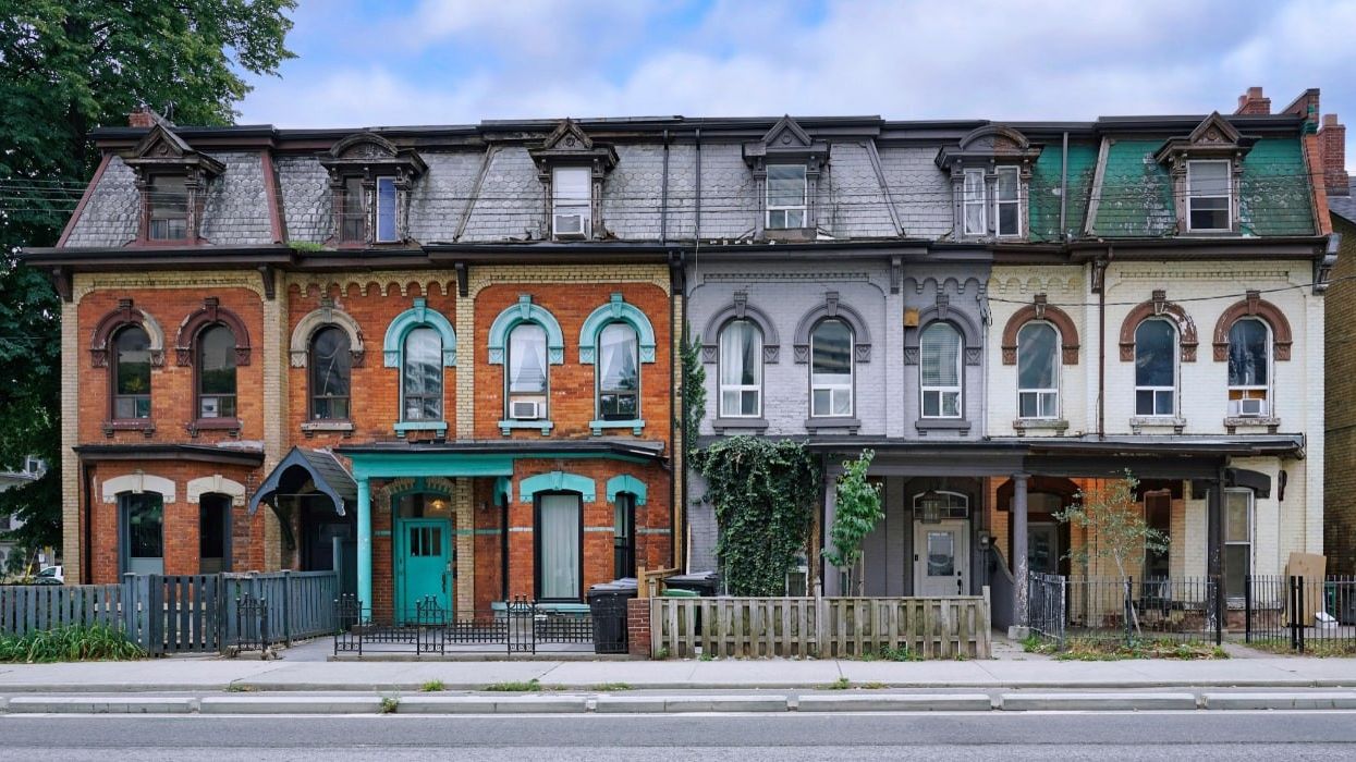 Colourful brick row houses in Toronto.