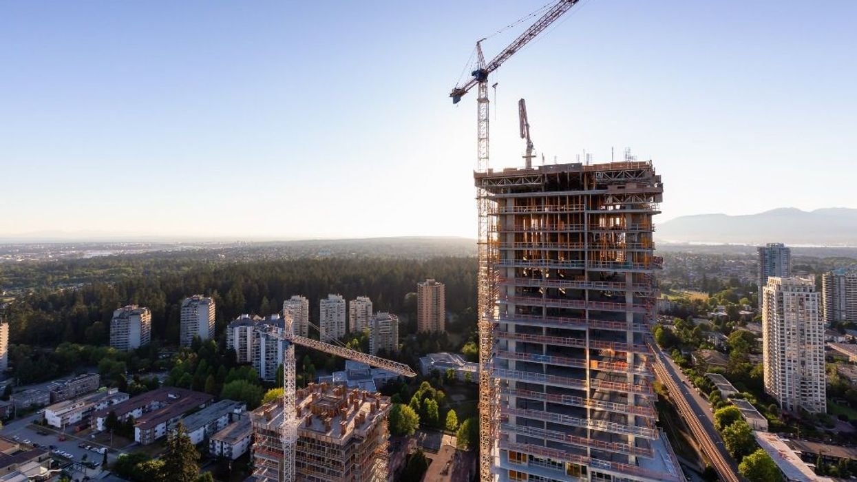Construction on a high-rise in the Metrotown area of Burnaby.