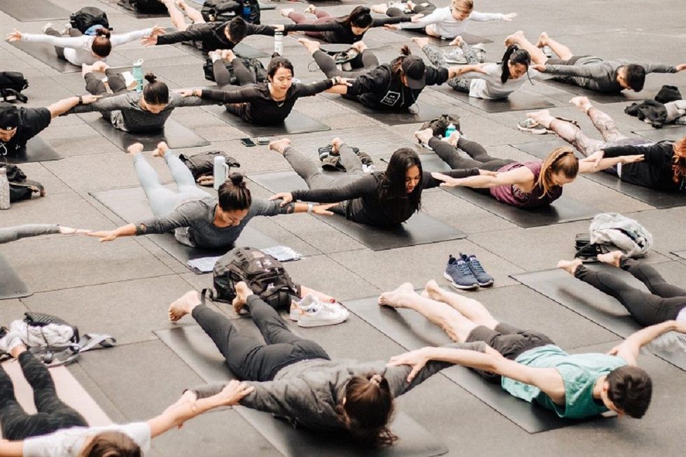 free yoga at Yonge and Dundas Square