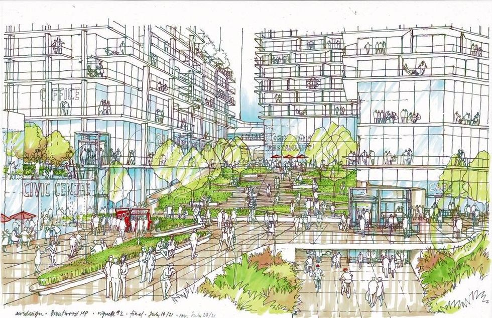Grosvenor brentwood master plan central oasis sketch