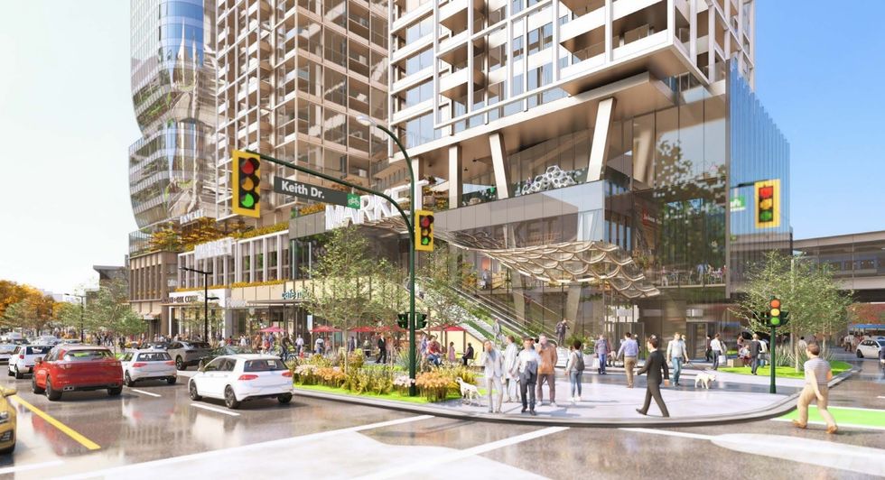 Ground-level view of 1155 E 6th Avenue from the east, at Keith Drive.