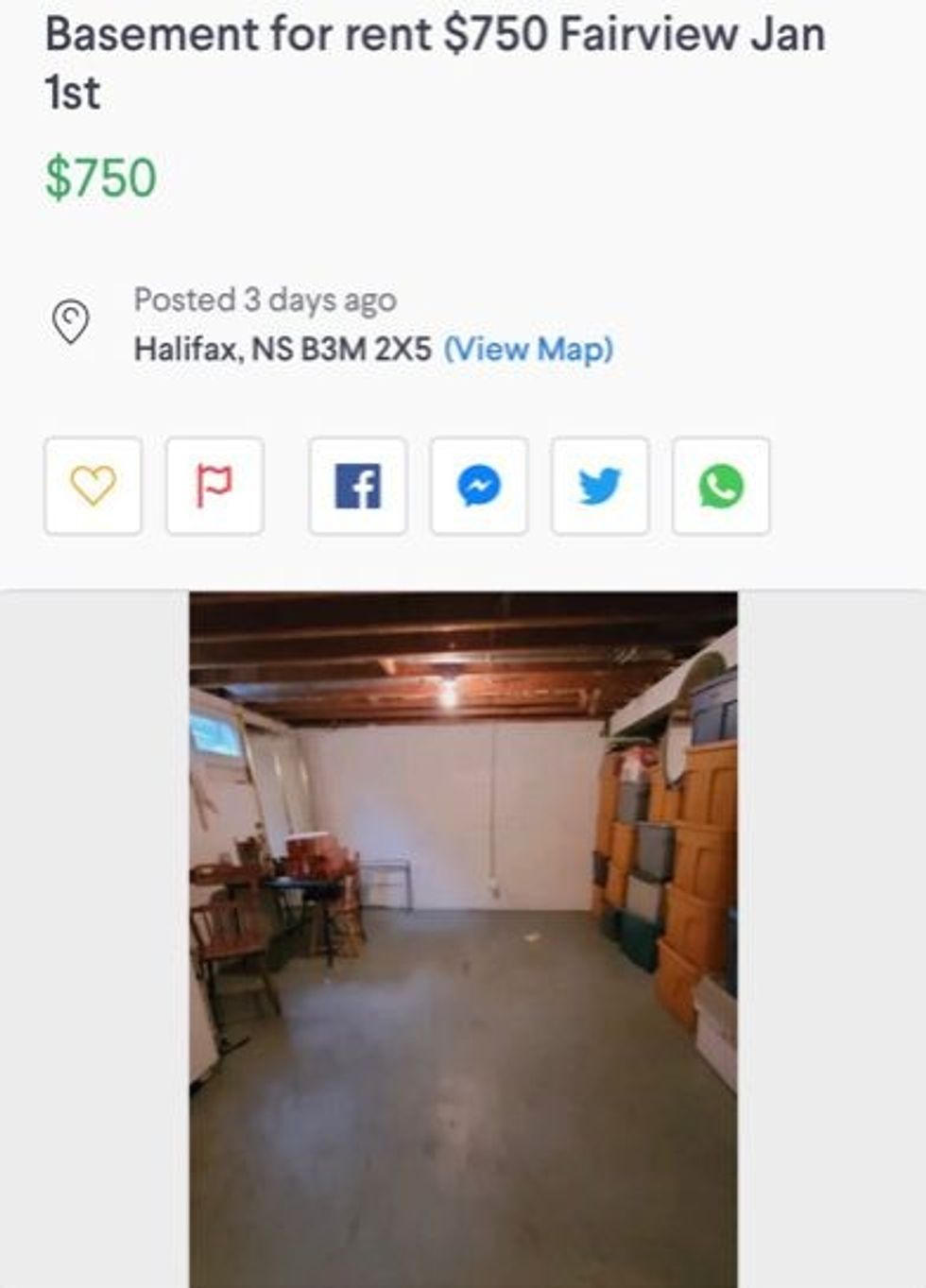 Halifax basement bedroom rental storage bins 1