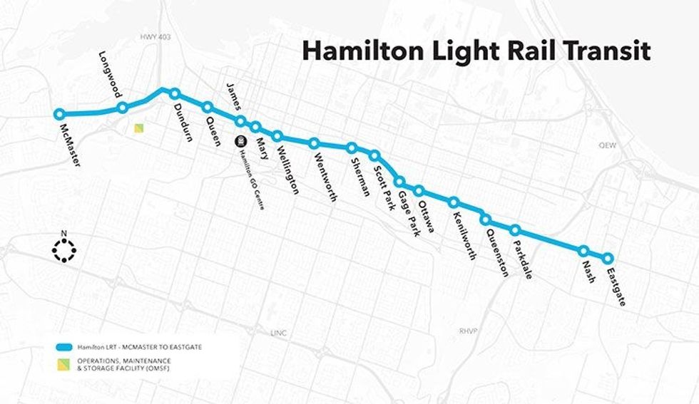 Hamilton lrt map