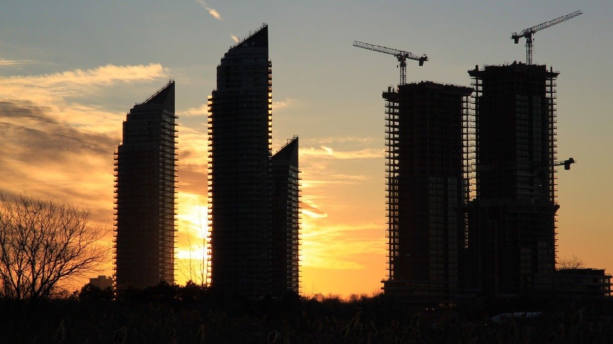 High-rise buildings under construction in Toronto, Ontario.