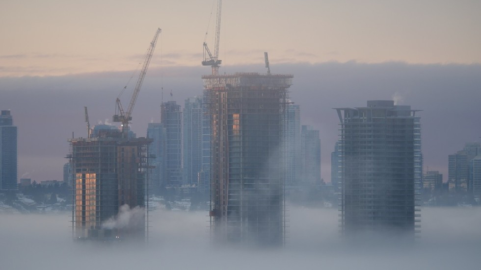 High-rise towers under construction in Burnaby in 2022.