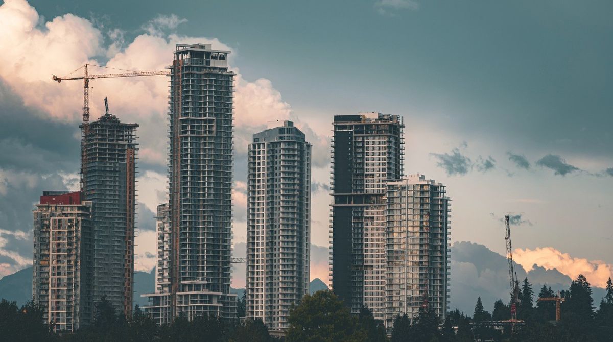 High-rise towers under construction in Metro Vancouver.