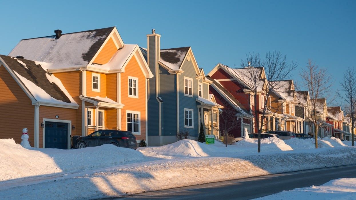 Houses in Canada in the winter.