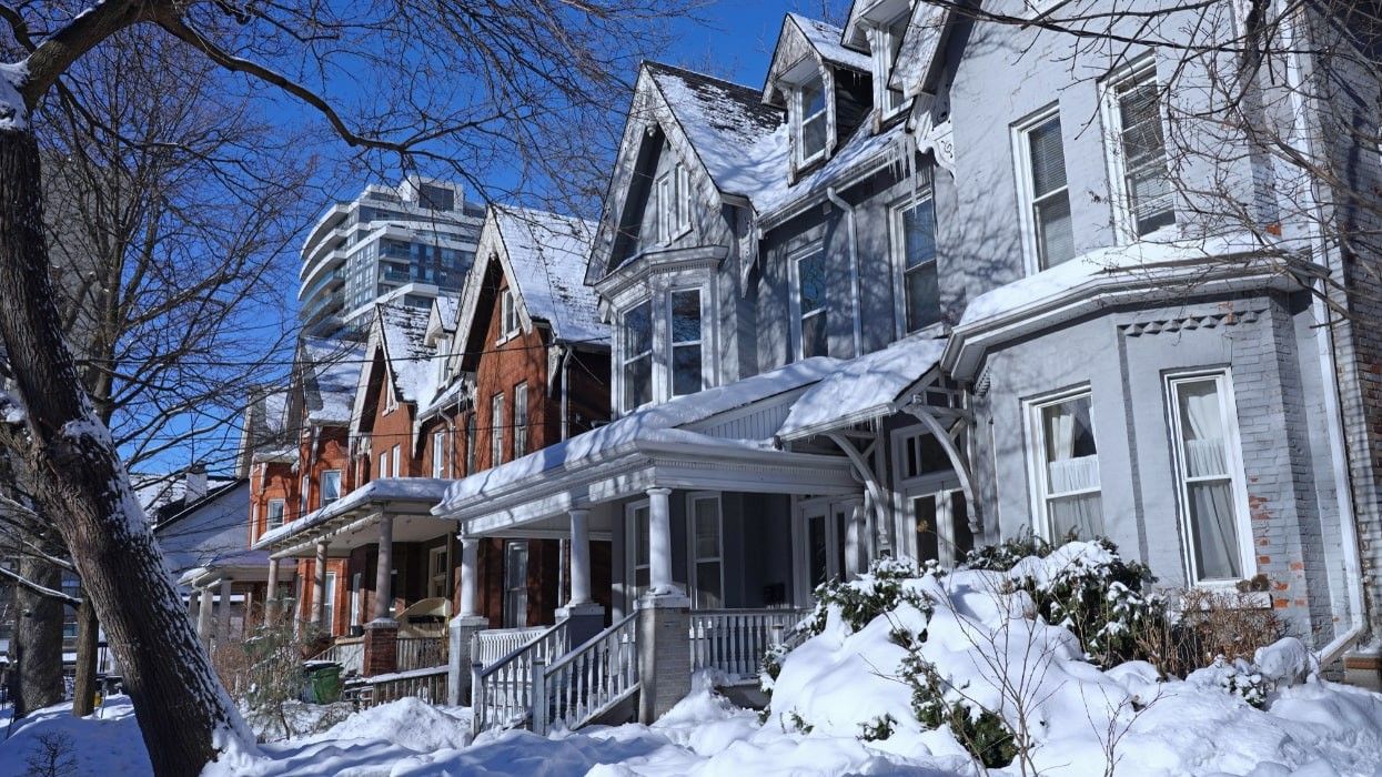 Houses in Toronto in the winter.
