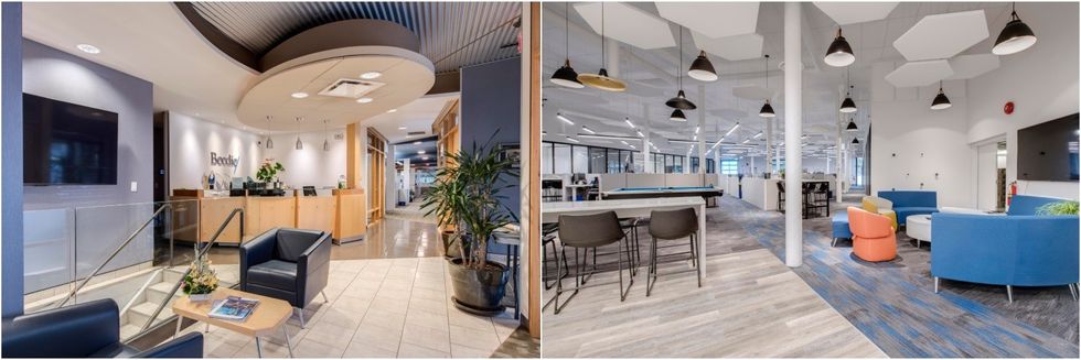 Interior photos of Beedie's old head office at 3030 Gilmore Diversion (3020 Gilmore Diversion).