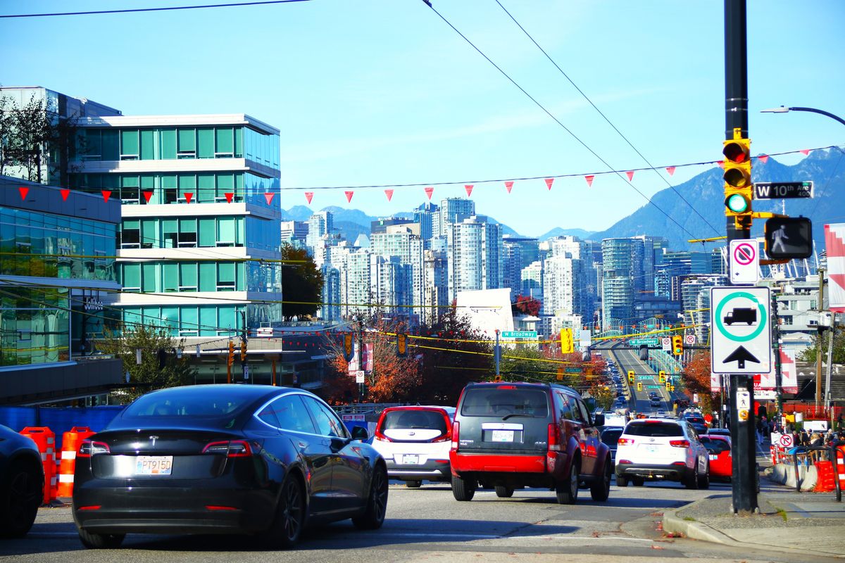 Looking down Cambie to Broadway from W 10th Ave in Vancouver