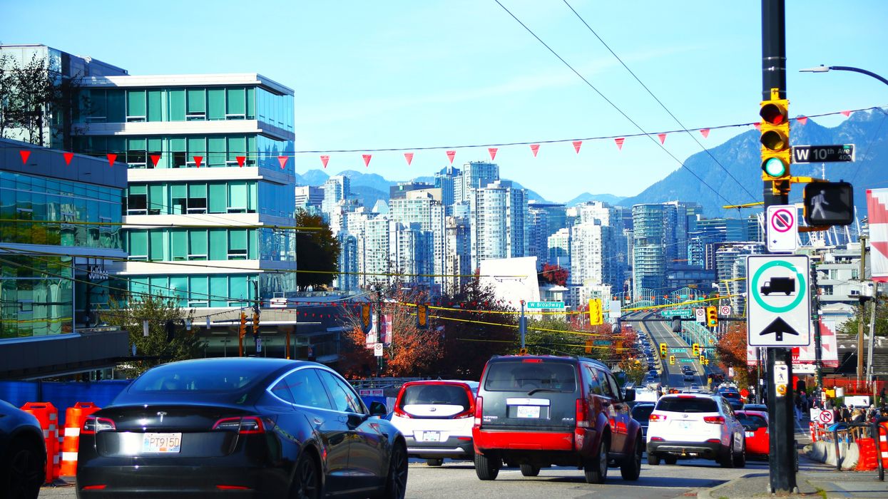 Looking down Cambie to Broadway from W 10th Ave in Vancouver