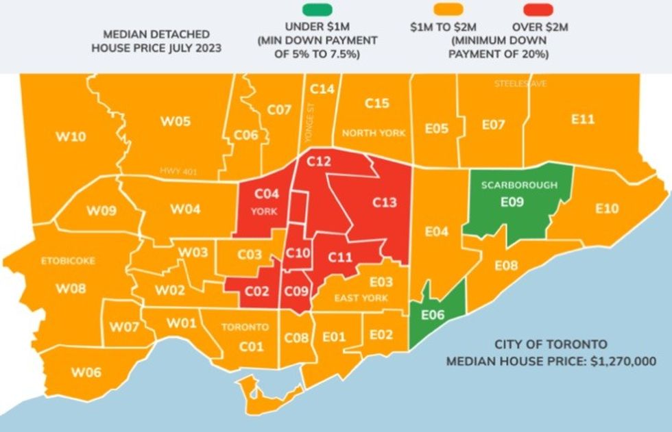 Map of Toronto median price homes