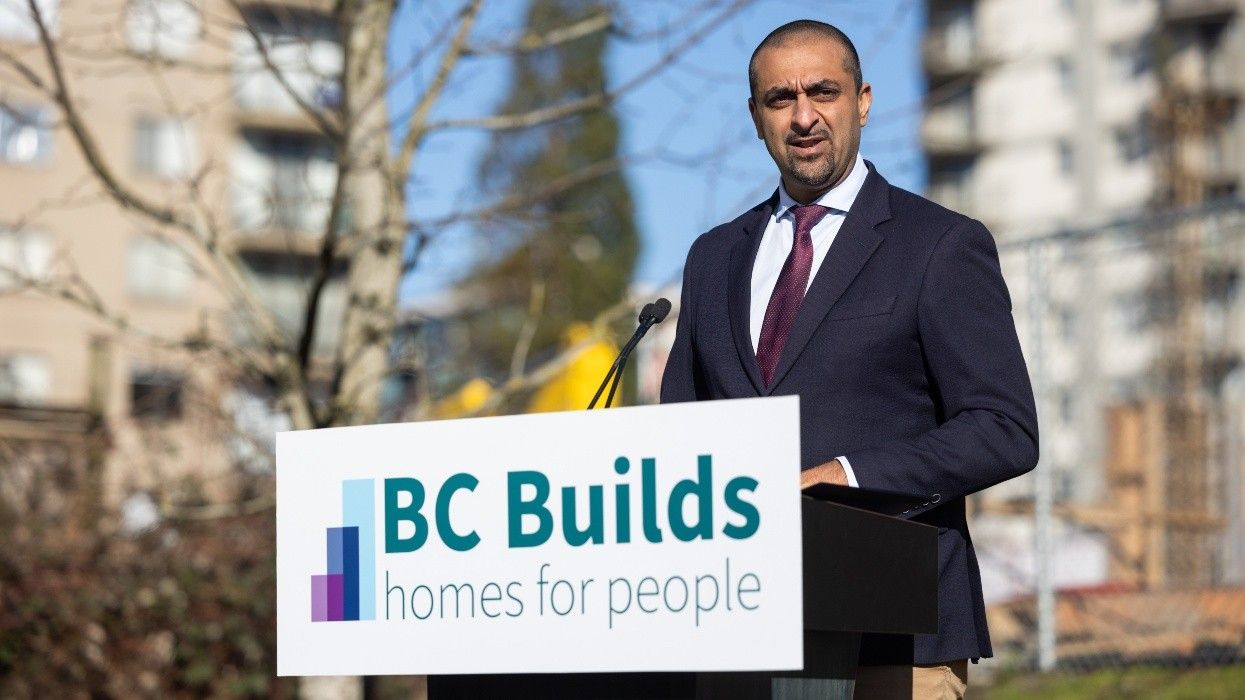 Minister of Housing Ravi Kahlon at the February 13 announcement for BC Builds.