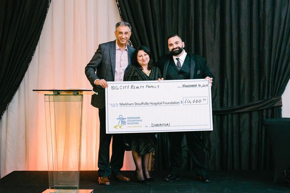 Photo of myself handing over a 10k donation to markham stouffville hospital at our 2018 big city client appreciation gala in 2018 this is where amelia was born 2