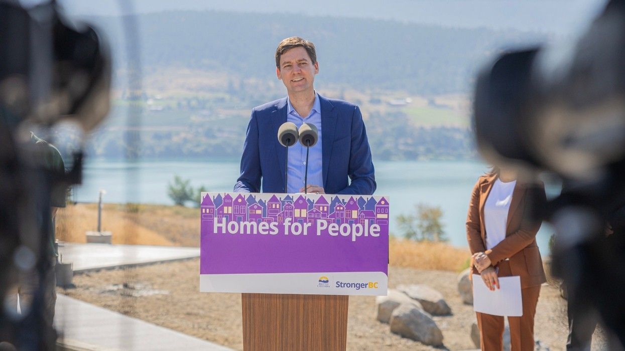 Premier David Eby at a student housing announcement on August 23, 2024.