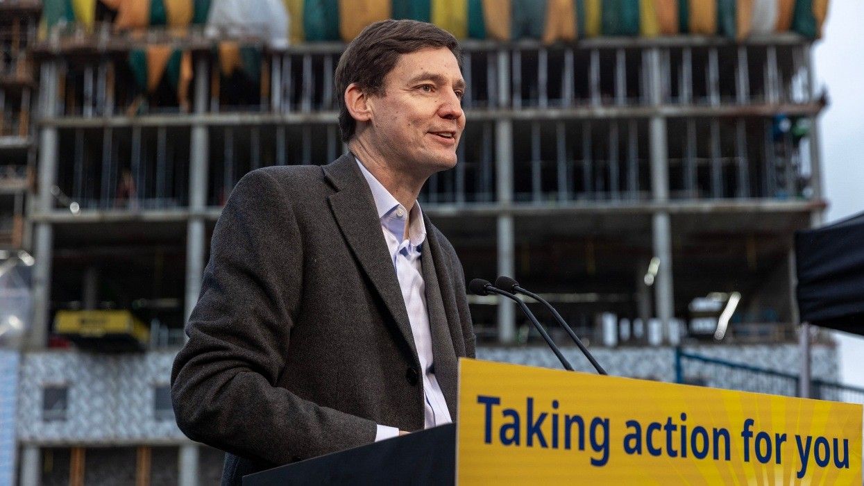 Premier David Eby at an announcement in December.