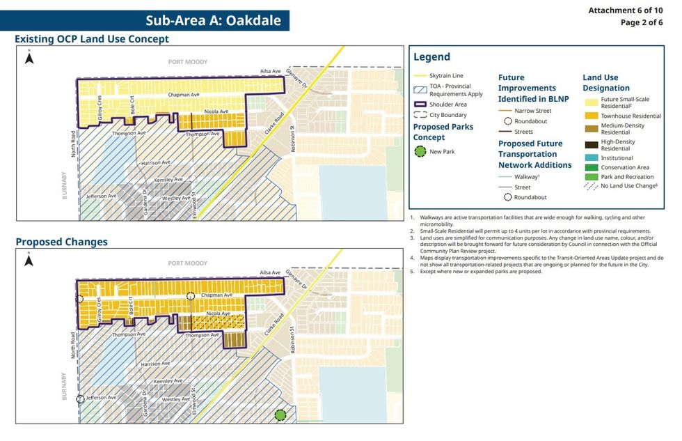 Proposed land use changes for the Oakdale shoulder area.
