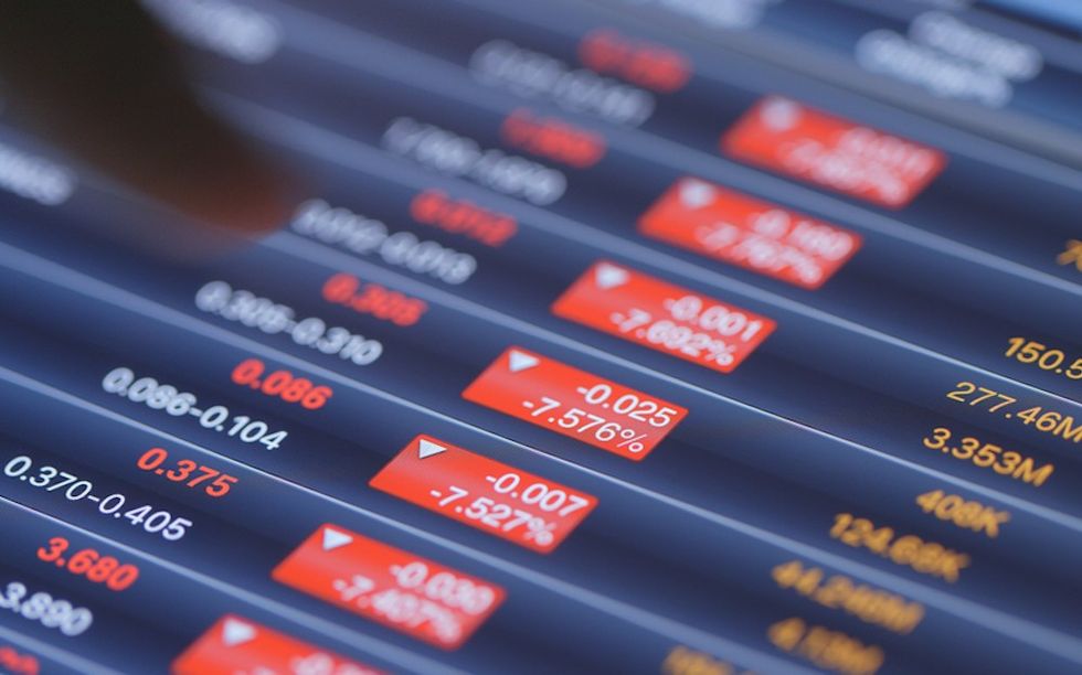 Recession of stock market on tablet computer