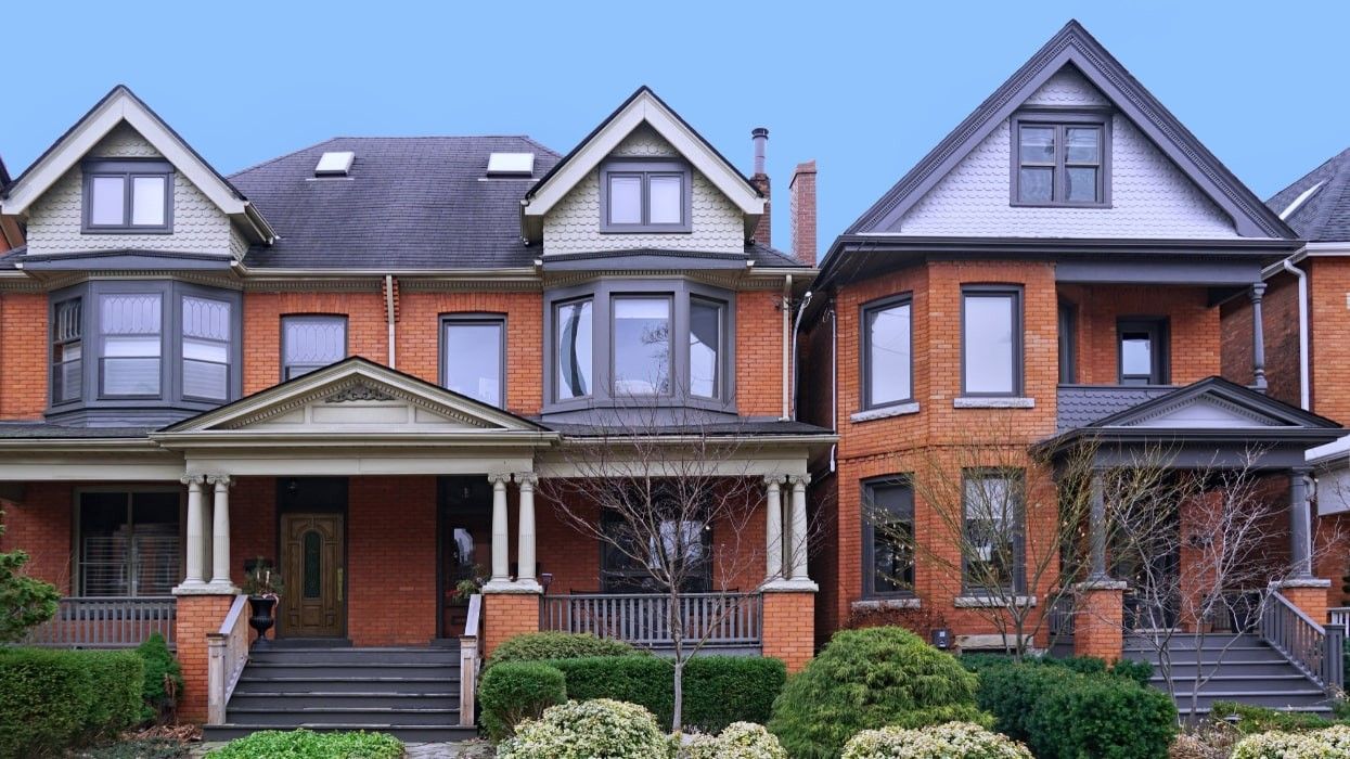 Red brick houses in Toronto.