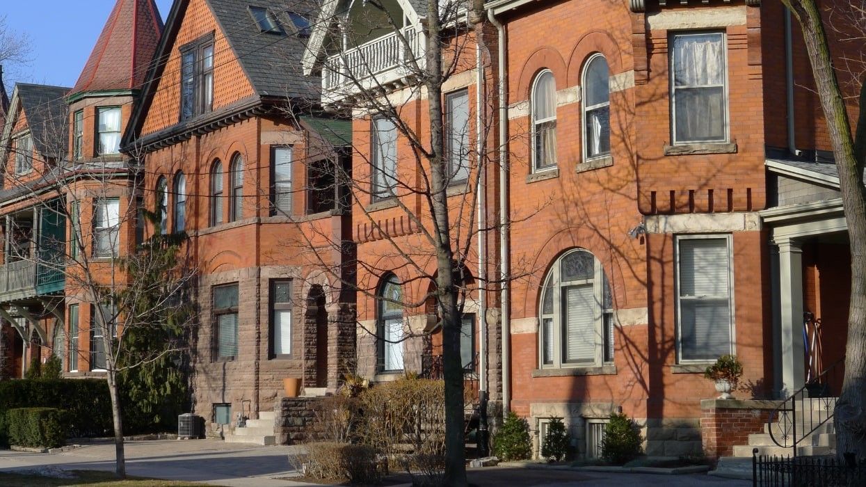 Red brick houses in Toronto.