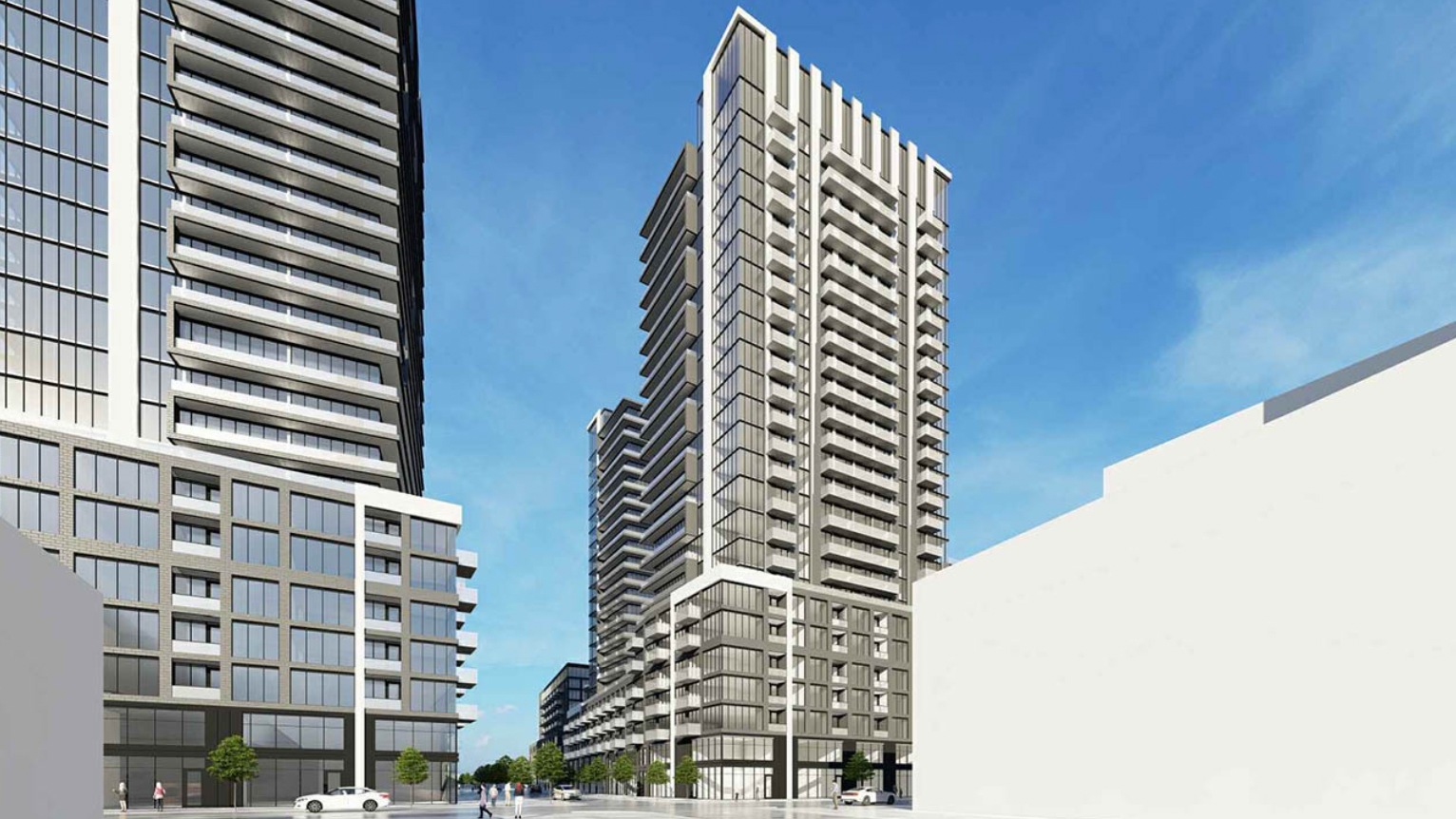 Rendering of 22-, 24-, and 26-storey towers proposed for Lawrence Heights.