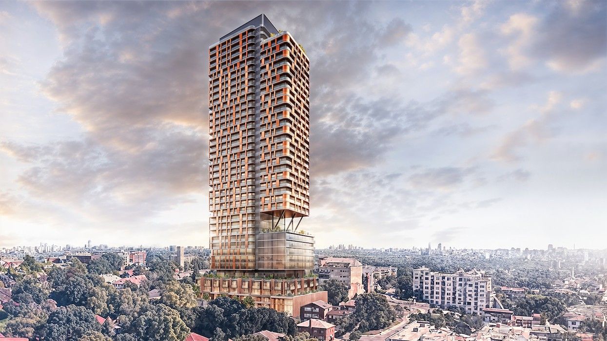 Rendering of proposed 39-storey tower in Leaside neighbourhood of Toronto.