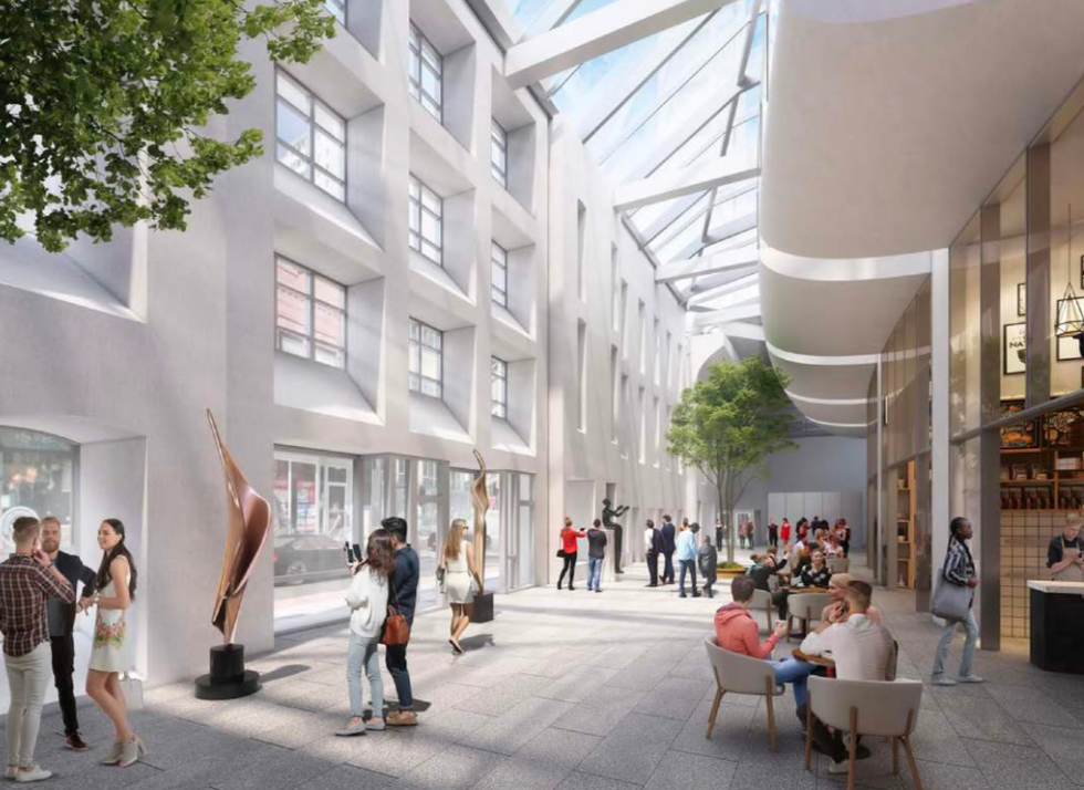 Rendering of retail atrium along yonge street