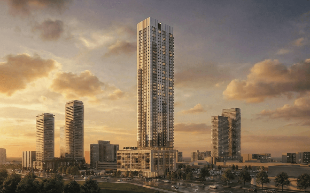 Rendering of the first tower in the Fairview Mall master plan project.