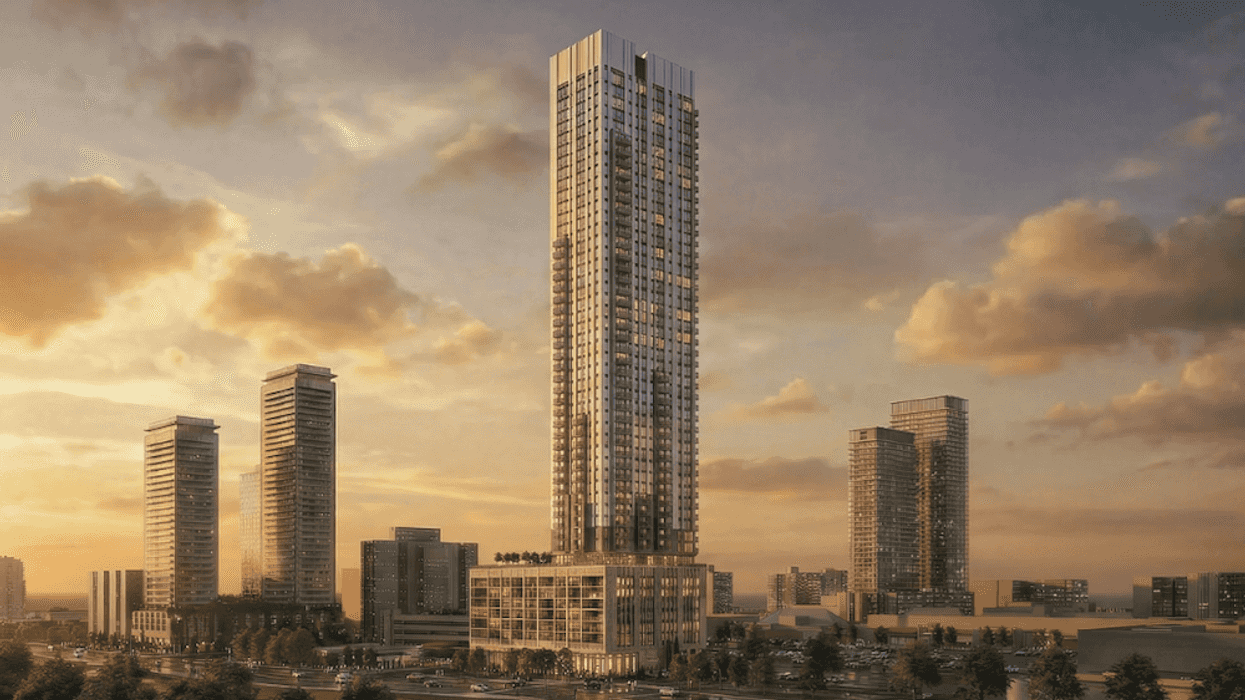 Rendering of the first tower in the Fairview Mall master plan project.