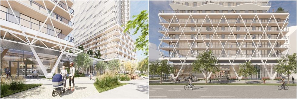 Renderings from along Terminal Avenue (left) and along Quebec Street (right).