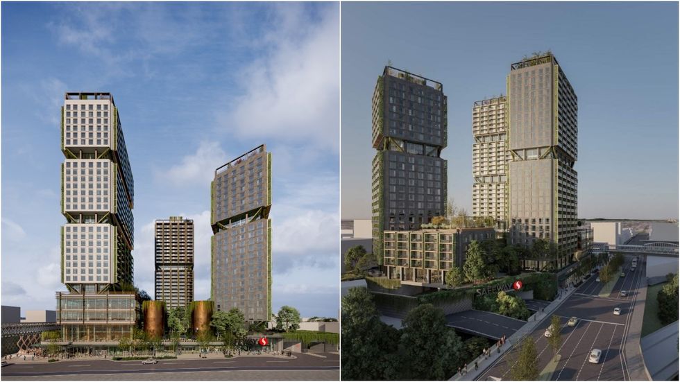 Renderings of the 2021 proposal for the Broadway-Commercial Safeway at 1780 E Broadway.