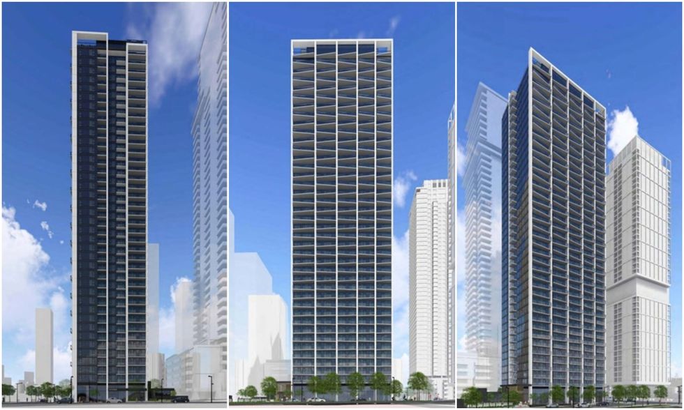 Renderings of the 40-storey tower proposed for 5978 Wilson Avenue in Burnaby.