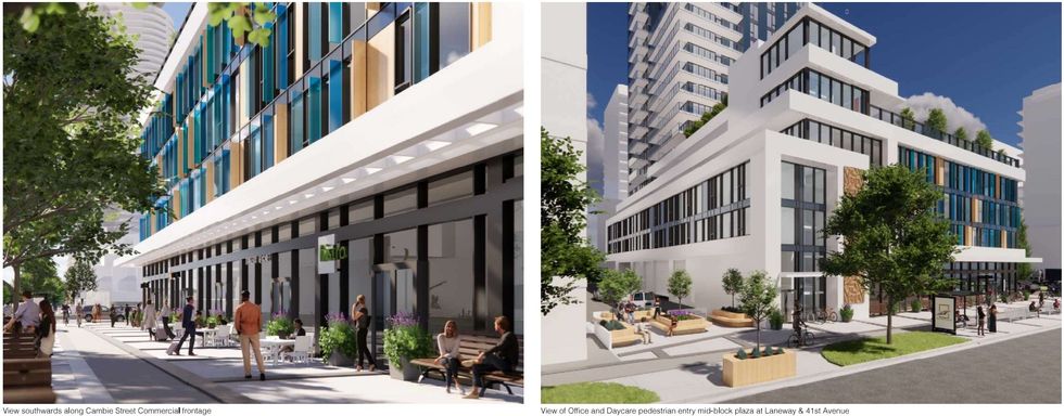 Renderings of the commercial building podium for Elysee.
