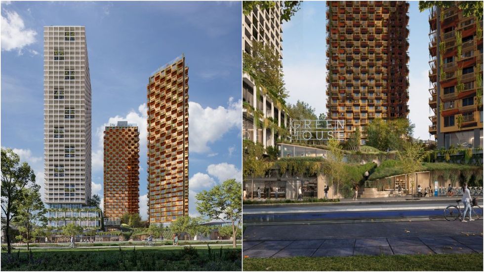 Renderings of the latest proposal for the Broadway-Commercial Safeway on 1780 E Broadway.