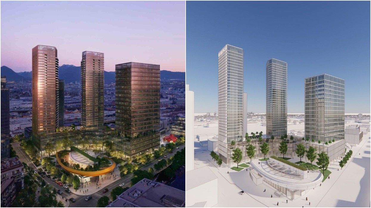 Renderings of the proposal for the future GNW-Emily Carr Station in Vancouver.