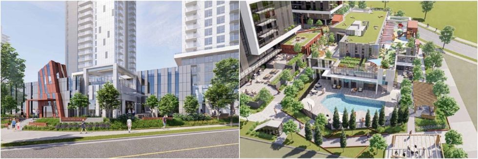 Renderings of the standalone amenity building.