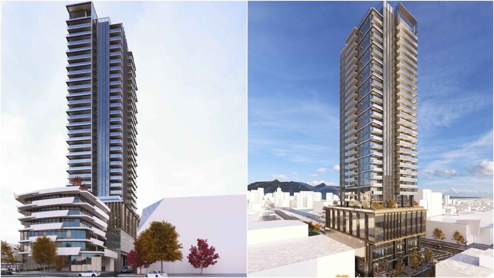 Renderings of the tower proposed for 2219-2285 Cambie Street in Vancouver.