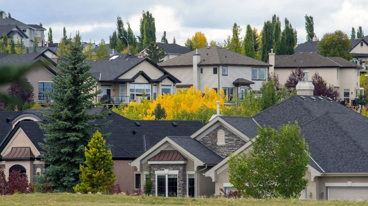 Rows of houses in the Valley Ridge neighbourhood of Calgary.